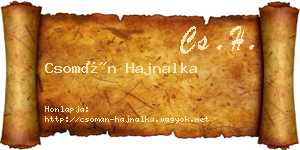 Csomán Hajnalka névjegykártya